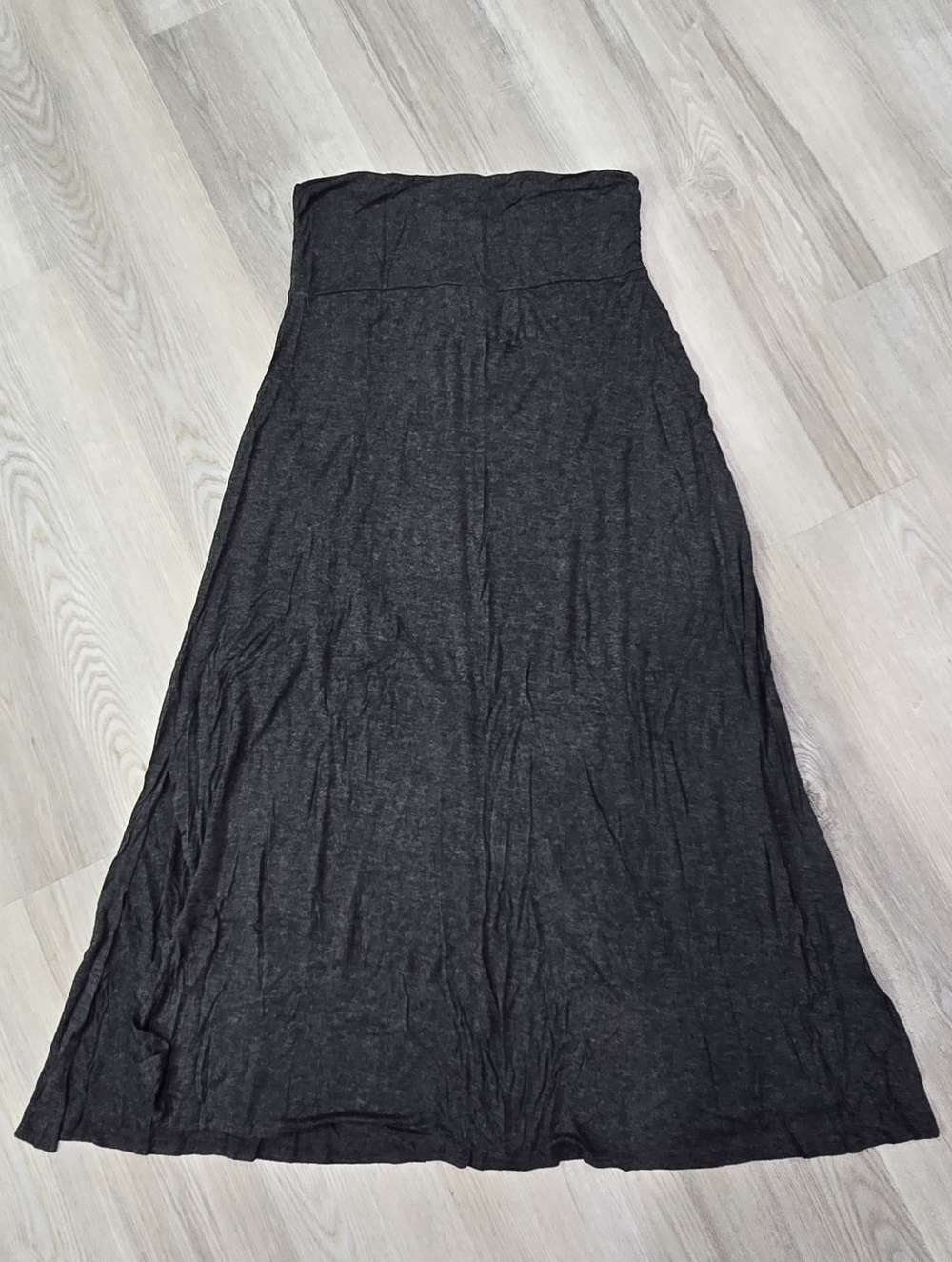 Vanity Dark Gray Maxi Skirt - Pull-On Waist Side Slits Size L